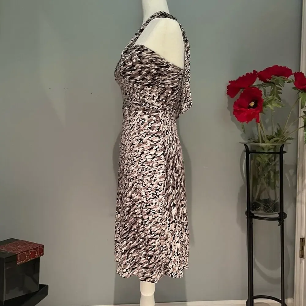 NEW Ann Taylor Jersey Halter Tie Abstract Paint Drop Strapless A-line Dress X…
